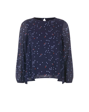 Navy blue women’s rayon blouse with a delicate polka-dot print | Blouses - 4