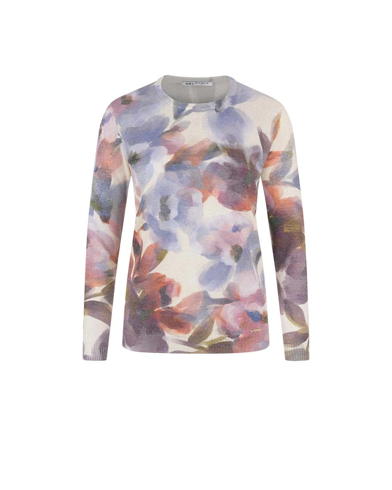 Sustainable sweater with stylized warm-tone plant motif | NEW