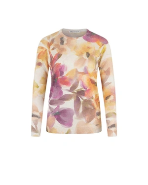 Sustainable sweater with stylized cool-tone plant motif | Pullovers