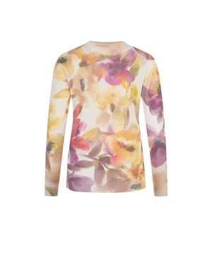 Sustainable sweater with stylized cool-tone plant motif | Pullovers - 1