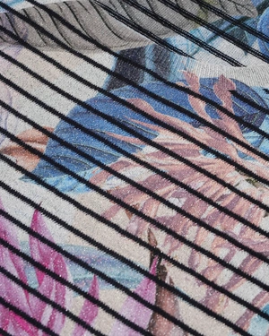 Striped knit blouse with a floral pattern, with a shiny lurex thread | SUMMER COLLECTION - 2