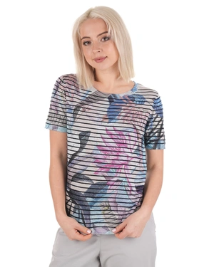 Striped knit blouse with a floral pattern, with a shiny lurex thread | SUMMER COLLECTION - 3