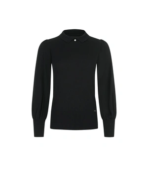 Crni džemper sa kragnom, mešavina kašmira | Poslovna kolekcija | Dika.rs Crni džemper sa kragnom, mešavina kašmira | Poslovna kolekcija