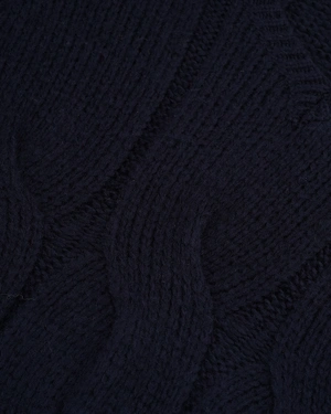 მუქი ლურჯი ნაქსოვი V-ყელიანი სვიტერი | ნაქსოვები - 2