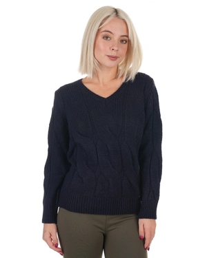 მუქი ლურჯი ნაქსოვი V-ყელიანი სვიტერი | ნაქსოვები - 3