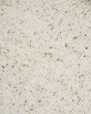 Elegant sweater with high neckline in beige melange, made with wool | Pullovers - 2