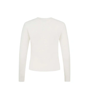 Ecru fluffy blouse with long sleeves | Pullovers - 1