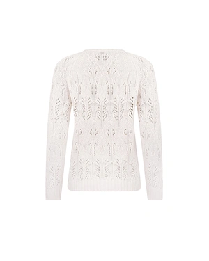 White summer cotton sweater with a fine openwork knit | Knitwear - 1
