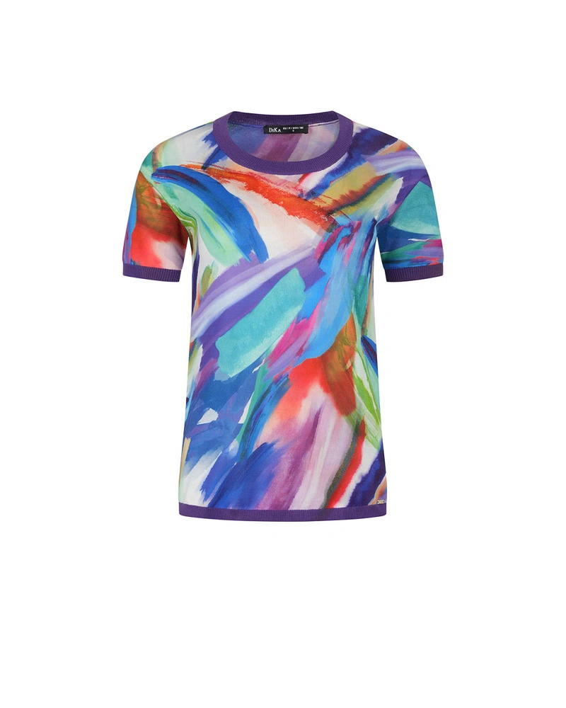 Jersey blouse with abstract pattern | Knitted blouses