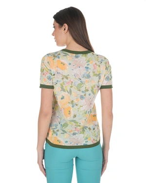 Knit top with a floral motif in warm tones and green detailing | PRODUCTS - 3