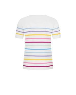 Фин памучен раиран пуловер с къс ръкав | Плетива - 1