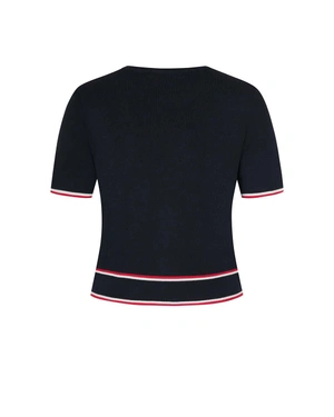 Трикотажна блуза с контрастна лента | Плетива - 1