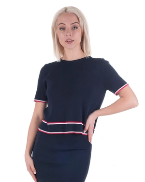 Трикотажна блуза с контрастна лента | Плетива - 4