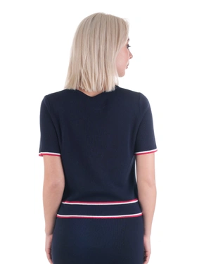 Трикотажна блуза с контрастна лента | Плетива - 5