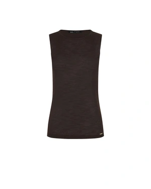 Brown sleeveless top made of viscose with a round neckline | SUMMER COLLECTION | Dikastore.ro Brown sleeveless top made of viscose with a round neckline | SUMMER COLLECTION