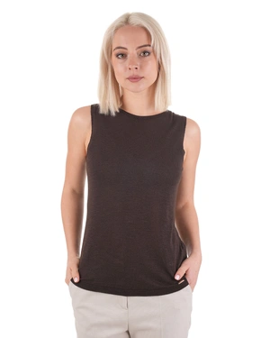 Brown sleeveless top made of viscose with a round neckline | SUMMER COLLECTION | Dikastore.ro - 3 Brown sleeveless top made of viscose with a round neckline | SUMMER COLLECTION - 3