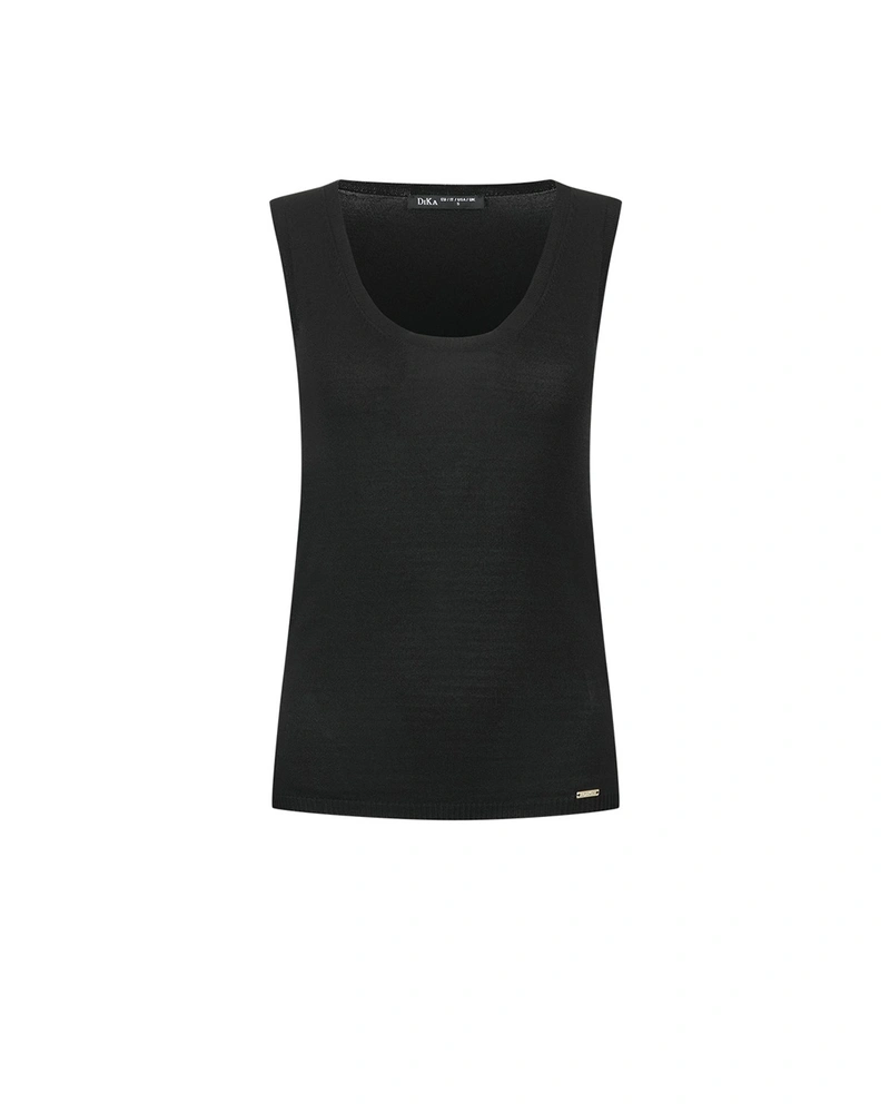 Black summer sleeveless top, fine knit type | SUMMER COLLECTION