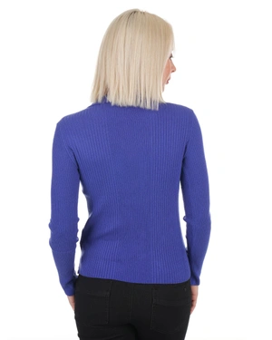 მუქი ლურჯი ბლუზა საყელოს დეტალით | ნაქსოვები - 5