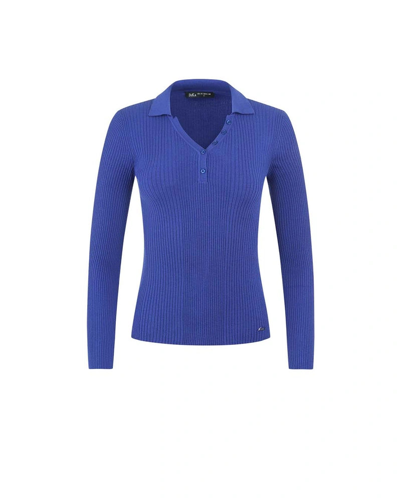 Tamnoplava bluza sa detaljem okovratnika | Pletenina