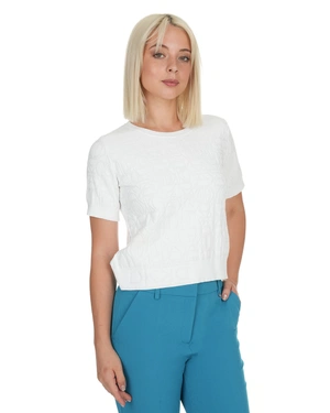 White knit blouse with textured motif | NEW | Dika.ge - 3 White knit blouse with textured motif | NEW - 3