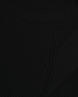 შავი ნაქსოვი ტოპი შალის ნაზავით | სვიტრები - 2