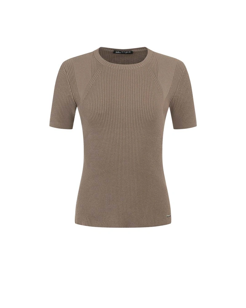 Изчистена бежова блуза с къс ръкав | Плетива | Dika.bg Изчистена бежова блуза с къс ръкав | Плетива