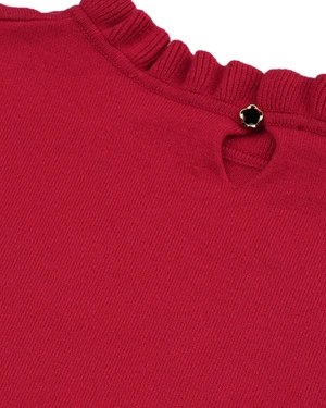 Red short-sleeved sweater with mock neck and regular fit | Pullovers | Dika.ge - 3 Red short-sleeved sweater with mock neck and regular fit | Pullovers - 3