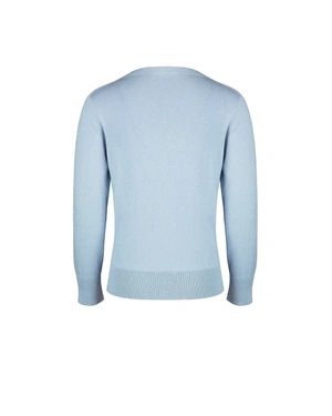 Светлосин фин пуловер с обло деколте, от сертифицирана вискоза | Плетива - 1