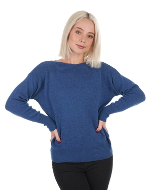 Boat neckline blouse in navy blue | COLLECTION - 3