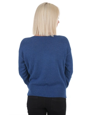 Boat neckline blouse in navy blue | COLLECTION - 4