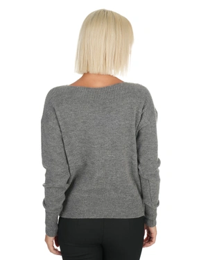 Блуза с деколте тип лодка в светлосиво | НОВО - 5