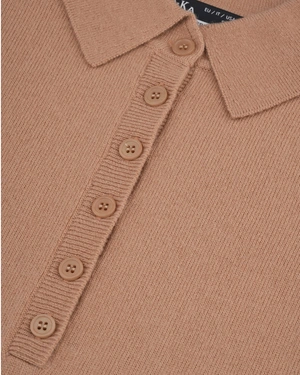 Beige sweater with collar and buttons in wool and cashmere | NEW | Dika.ge - 2 Beige sweater with collar and buttons in wool and cashmere | NEW - 2