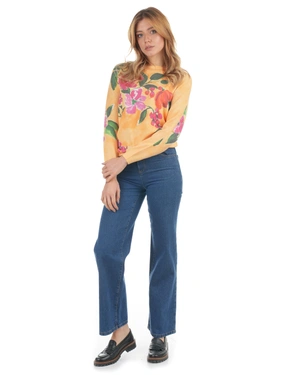 Дамски пуловер с флорален десен и фон цвят горчица | НОВО | Dika.bg - 5 Дамски пуловер с флорален десен и фон цвят горчица | НОВО - 5