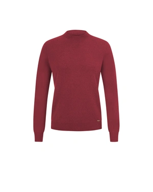 მუქი წითელი ფერის თხელი ქაშმირის სვიტერი | ახალი