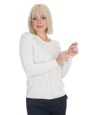 კლასიკური ნაქსოვი საგაზაფხულო სვიტერი თეთრ ფერში, დახვეწილი დეტალებით | ახალი | Dika.ge - 1 კლასიკური ნაქსოვი საგაზაფხულო სვიტერი თეთრ ფერში, დახვეწილი დეტალებით | ახალი - 1