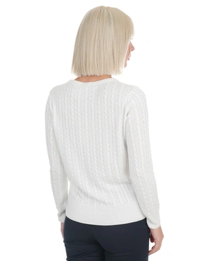 კლასიკური ნაქსოვი საგაზაფხულო სვიტერი თეთრ ფერში, დახვეწილი დეტალებით | ახალი | Dika.ge - 3 კლასიკური ნაქსოვი საგაზაფხულო სვიტერი თეთრ ფერში, დახვეწილი დეტალებით | ახალი - 3