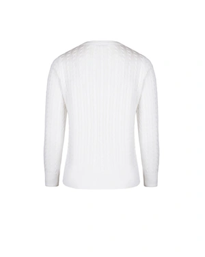 კლასიკური ნაქსოვი საგაზაფხულო სვიტერი თეთრ ფერში, დახვეწილი დეტალებით | ახალი | Dika.ge - 4 კლასიკური ნაქსოვი საგაზაფხულო სვიტერი თეთრ ფერში, დახვეწილი დეტალებით | ახალი - 4