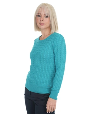 Classic knit spring sweater in petrol blue with fine detailing | NEW - 2