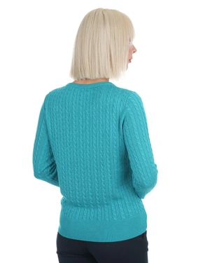Classic knit spring sweater in petrol blue with fine detailing | NEW - 3