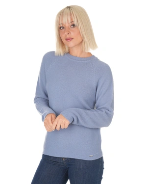 Light blue seamless knitted wool sweater | Pullovers - 1