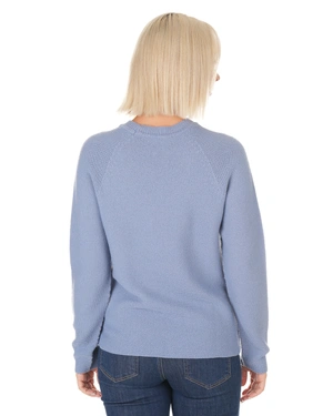 Light blue seamless knitted wool sweater | Pullovers - 3