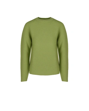 Pulover fin de primăvară verde deschis cu lână în compoziție, cu tehnologie de tricotat 3D | Pulovere