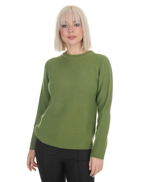 Pulover fin de primăvară verde deschis cu lână în compoziție, cu tehnologie de tricotat 3D | Pulovere - 1