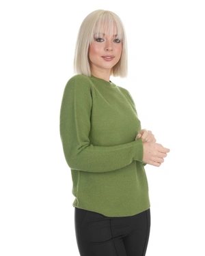 Pulover fin de primăvară verde deschis cu lână în compoziție, cu tehnologie de tricotat 3D | Pulovere - 2