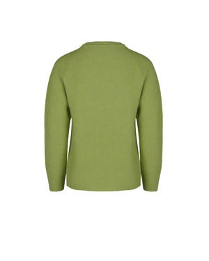 Pulover fin de primăvară verde deschis cu lână în compoziție, cu tehnologie de tricotat 3D | Pulovere - 4