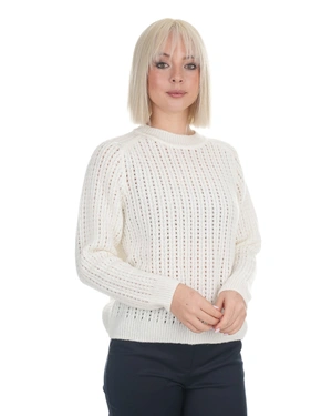 Voluminous ecru sweater with English rib knit | NEW | Dika.ge - 1 Voluminous ecru sweater with English rib knit | NEW - 1