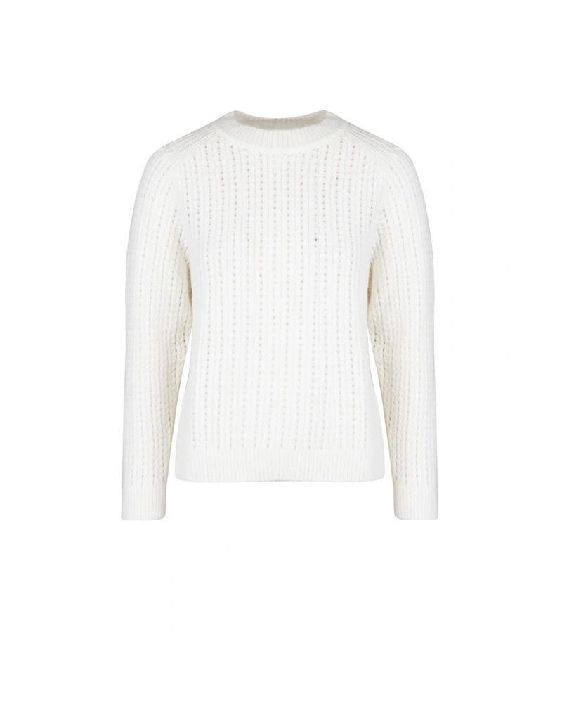 Обемен пуловер в екрю с плетка тип английски ластик | НОВО | Dika.bg Обемен пуловер в екрю с плетка тип английски ластик | НОВО