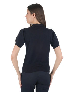 Fine black sweater with a bow detail | Knitwear - 3