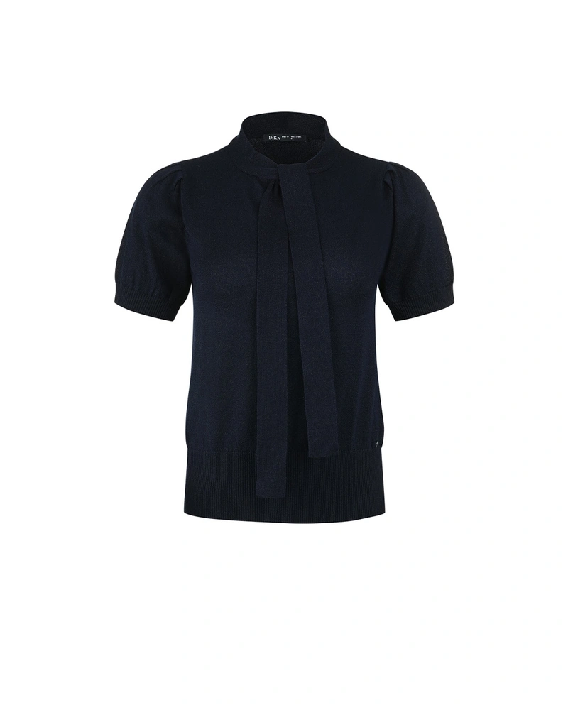 Fine black sweater with a bow detail | Knitwear