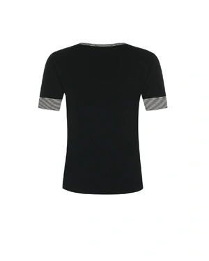 Black knitted top with trim on neckline and sleeves | Gift Guides - 4